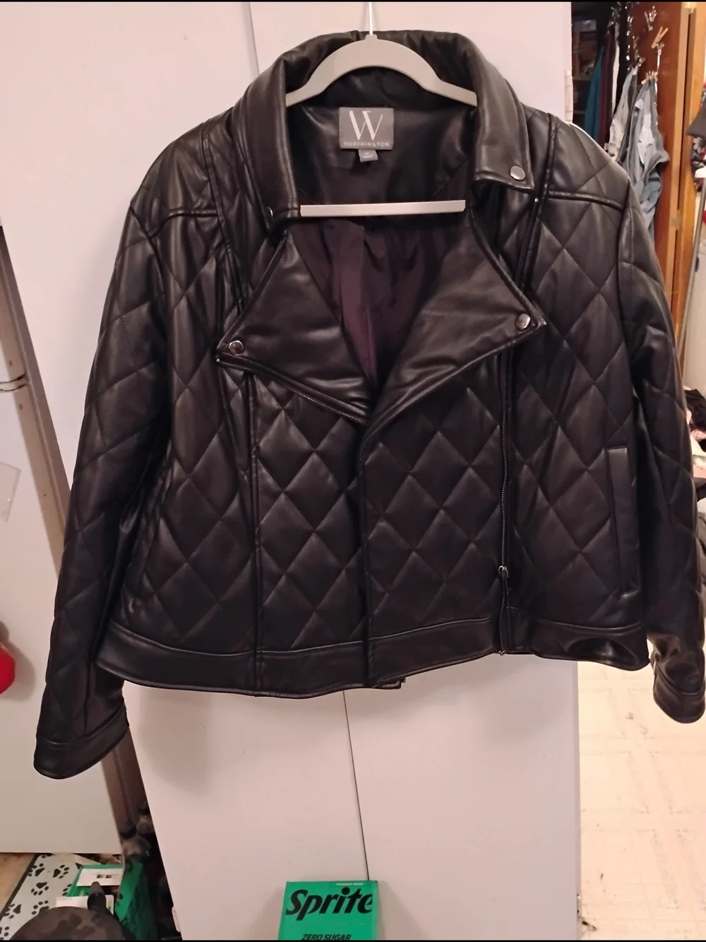 Quilted Black Faux Leather Jacket - Picture 1 of 2